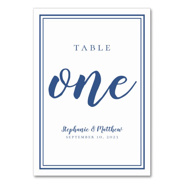 Numéro De Table Simple Mariage Table Numéro Un Bleu & Blanc (Par défaut)