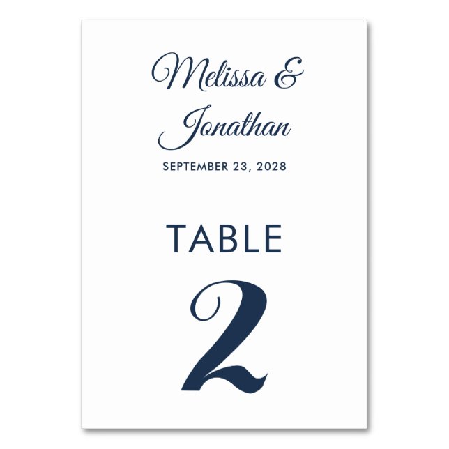 Numéro De Table Simple moderne blanc prussien bleu élégant mariage (Par défaut)