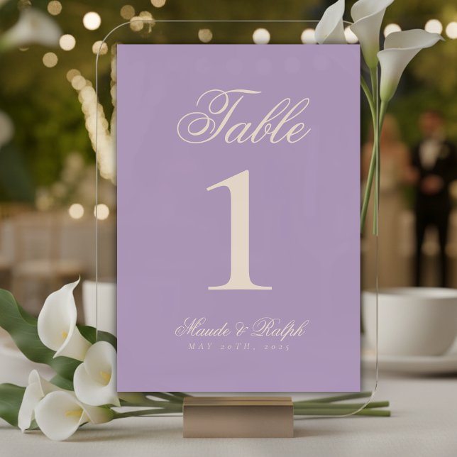Numéro De Table Simple moderne Vieux argent Lavender Mariage de la (Guide guests to their seats with sophistication using these Simple Modern Old Money Table Numbers!)