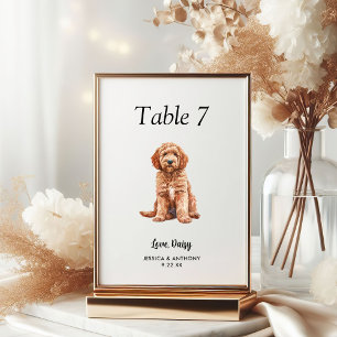 Numéro De Table Simple moderne Watercolor Mariage chien