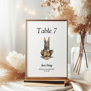 Numéro De Table Simple moderne Watercolor Mariage chien