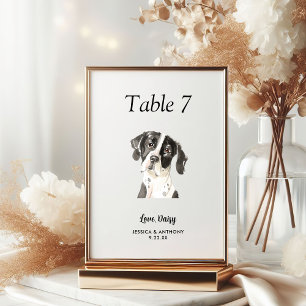 Numéro De Table Simple moderne Watercolor Mariage chien