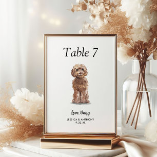Numéro De Table Simple moderne Watercolor Mariage chien