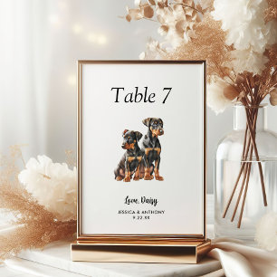 Numéro De Table Simple moderne Watercolor Mariage chien