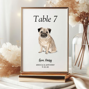 Numéro De Table Simple moderne Watercolor Mariage chien