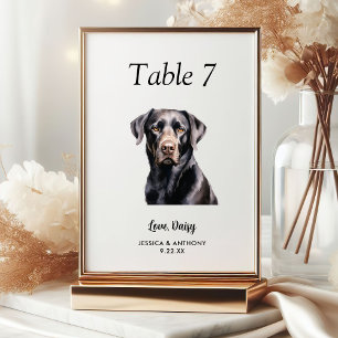 Numéro De Table Simple moderne Watercolor Mariage chien