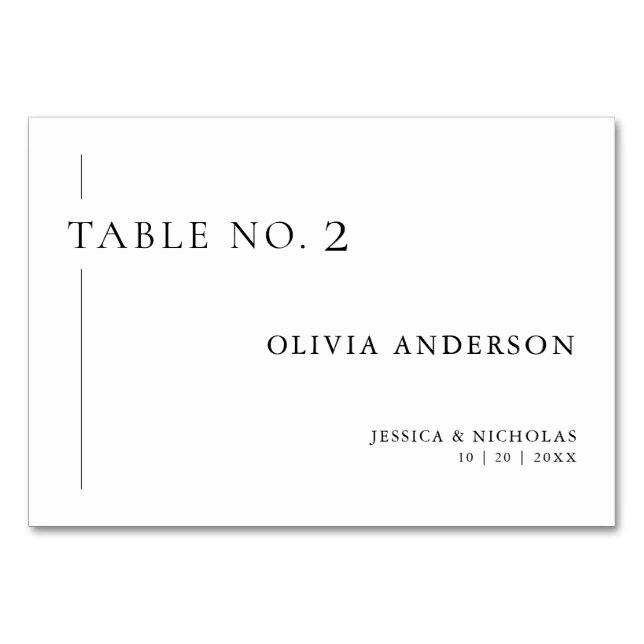 Numéro De Table Simple Noir & Blanc Nom individuel du client Maria (Devant)