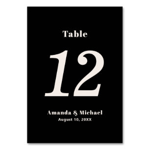 Numéro De Table Simple Noir et écrou Beige minimaliste Mariage