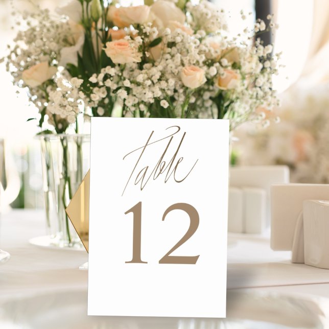 Numéro de table simple or et blanc (Créateur téléchargé)