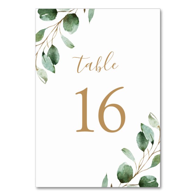 Numéro De Table Simple Rustique Eucalyptus Mariage de verdure (Par défaut)