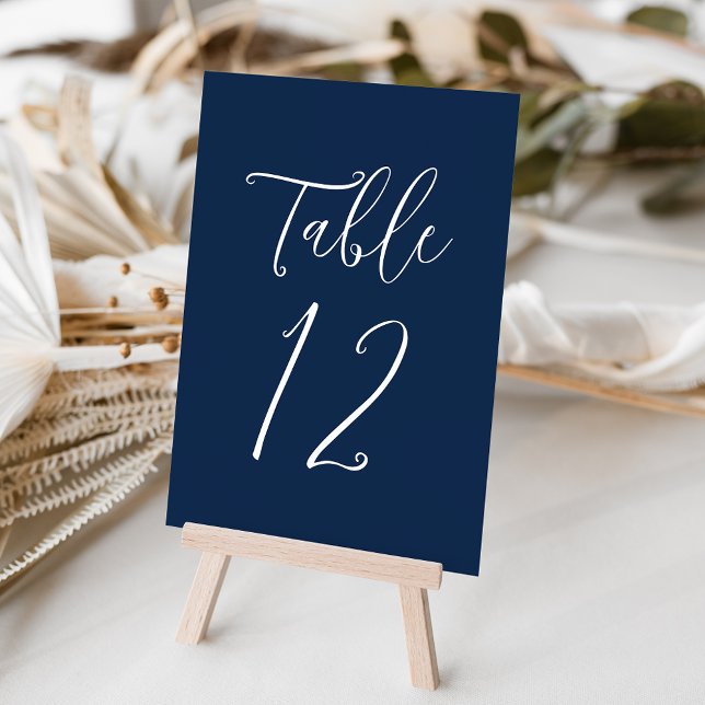 Numéro De Table Simple Script Mariage Navy (Créateur téléchargé)
