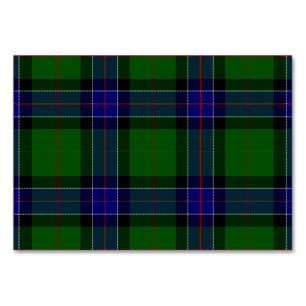 Numéro De Table Sinclair tartan bleu vert plaid