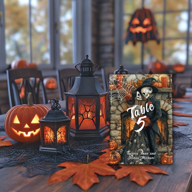 Numéro De Table Skeletons Mariages d'Halloween Bat araignée noire (Créateur téléchargé)