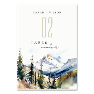 Numéro De Table Ski Mountain Telluride Colorado Mariage aquarelle