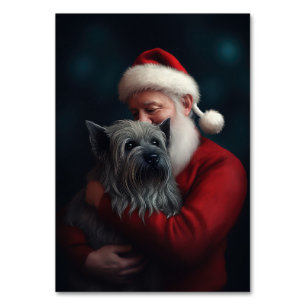 Numéro De Table Skye Terrier avec Noël Festif du Père Noël