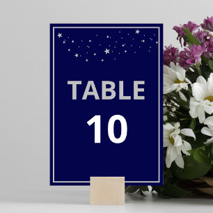 Numéro De Table Société Charity Gala Ball Elégant Silver Blue
