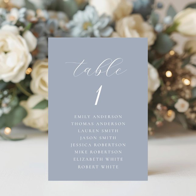 Numéro De Table Soft Dusty Blue Wedding Seating Chart (Créateur téléchargé)
