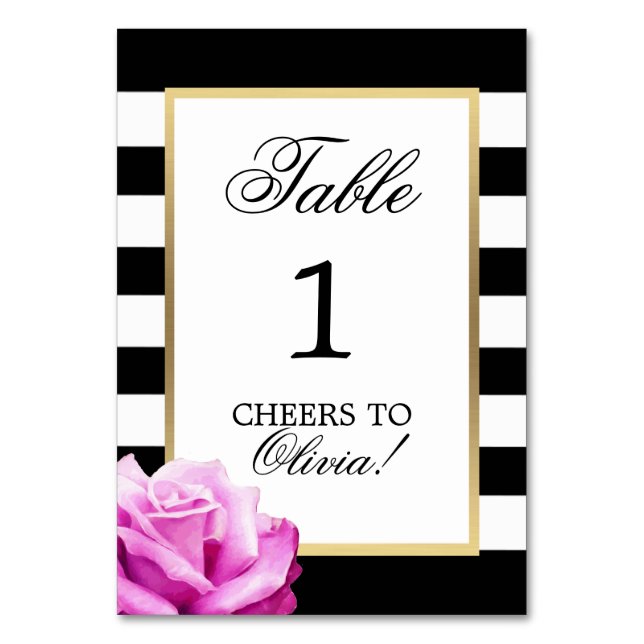 Numéro De Table Soirée d'anniversaire de l'élégante Black White Ro (Par défaut)