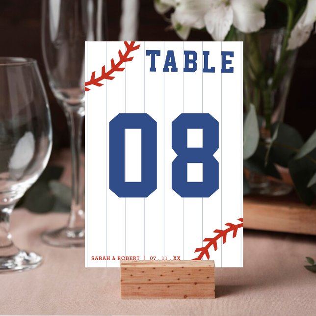 Numéro De Table Soirée De Baseball Pinstripe Réception De Mariage (Baseball Softball Pinstripe Wedding Reception Table Number)