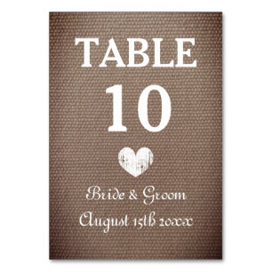 Numéro De Table Soirée de mariage sur le thème du burap