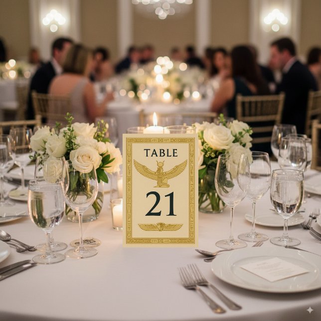 Numéro De Table Soleil et Ankh ailes égyptiens - modifiables (Créateur téléchargé)