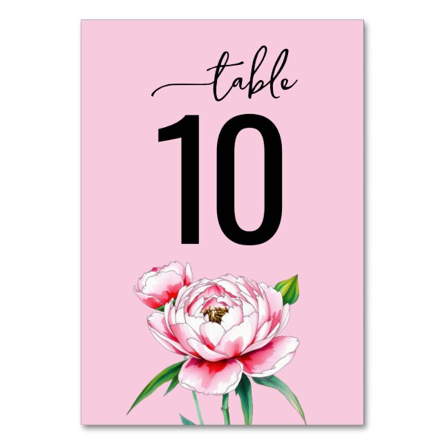 Numéro De Table Sophisticated Pink Botanical Peony (Par défaut)