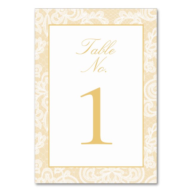 Numéro De Table Sophistiqué or dentelle Élégant Mariage de script (Par défaut)