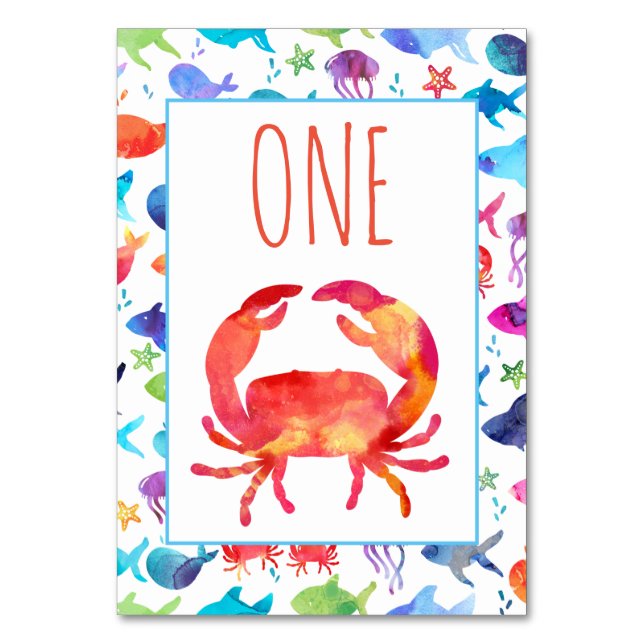 Numéro De Table Sous la mer Rainbow Fish Birthday Baby shower (Dos)