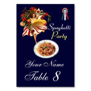 NUMÉRO DE TABLE SPAGHETTI PARTY DANCE, CUISINE ITALIENNE ET TOMATE