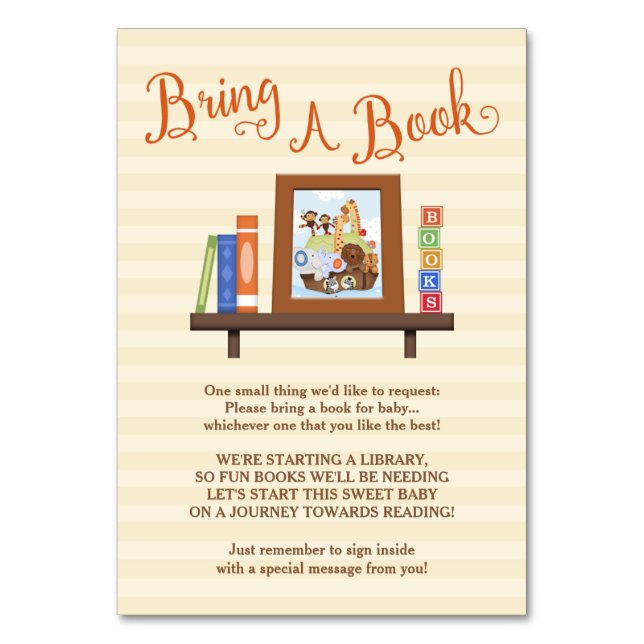 Numéro De Table SS Noah / Noah's Ark Bring-a-Book Baby shower (Par défaut)