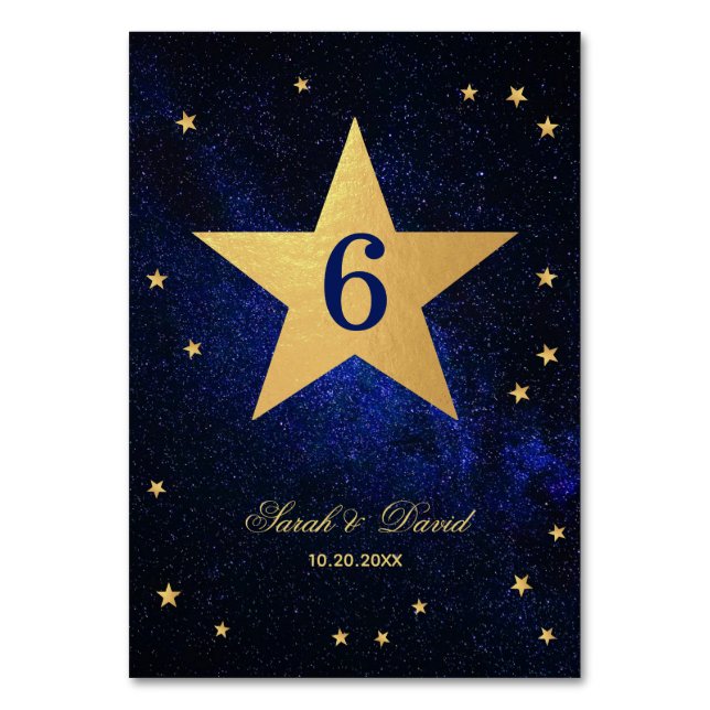 Numéro De Table Star Mariage Celeste Faux Gold Foil Night Sky Ta (Par défaut)