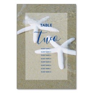 Numéro De Table Starfish Beach Wedding Noms des invités