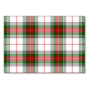 Numéro De Table Stuart / Stewart tartan blanc rouge vert plaid