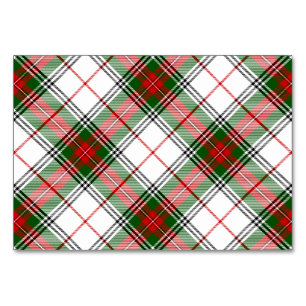 Numéro De Table Stuart / Stewart tartan blanc rouge vert plaid