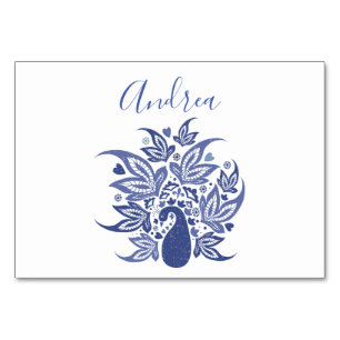 Numéro De Table Style Bohème Bleu Peacock