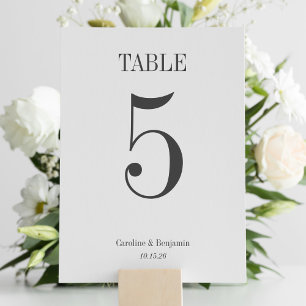 Numéro De Table Style classique typographie élégant Mariage simple