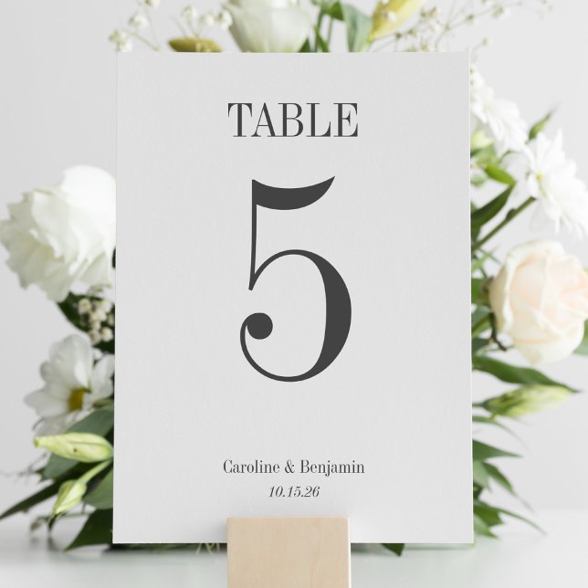 Numéro De Table Style classique typographie élégant Mariage simple (Créateur téléchargé)