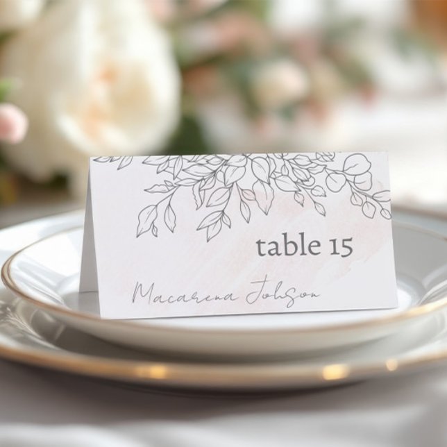 Numéro De Table Style de tente d'aquarelle transparent avec floral (Blush Watercolor Tent Style with Hand-Drawn Floral Table Number)