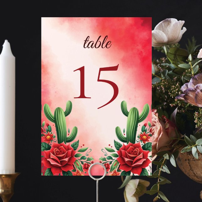 Numéro De Table Style mexicain rouge Quinceañera (Créateur téléchargé)