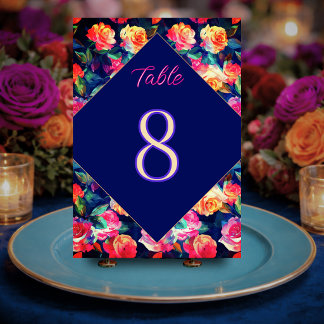 Numéro De Table Stylish Colorful flowers wedding