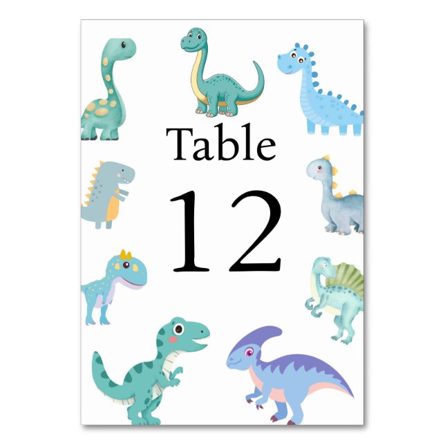 Numéro De Table Stylish Dinosaur Baby Shower White (Par défaut)
