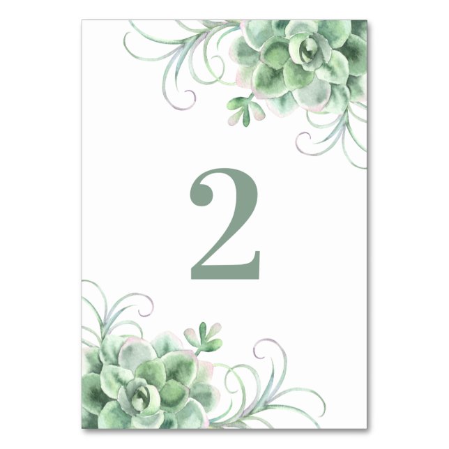 Numéro De Table Succulents mariage. Cactus vert. Cactus aquarelle (Par défaut)