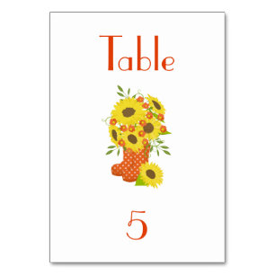 Numéro De Table Sunflower Charme rustique