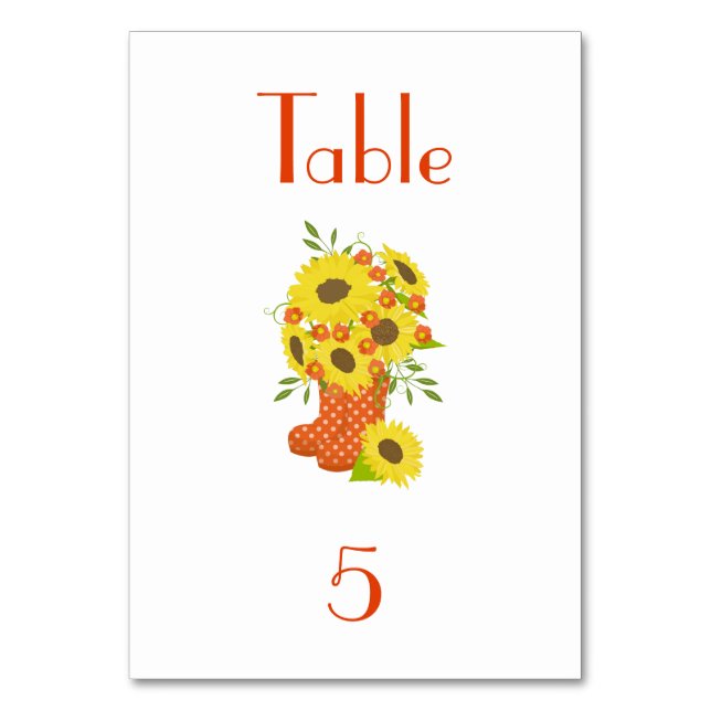 Numéro De Table Sunflower Charme rustique (Par défaut)