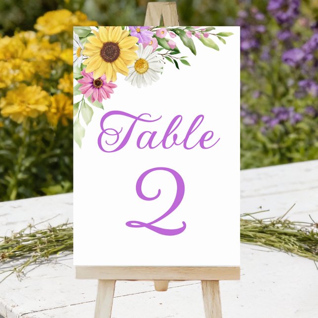 Numéro De Table Sunflower Daisy Boho Floral Wedding Table Number (Créateur téléchargé)