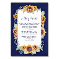 Sunflower Royal Blue Rustic Mariage Insérer des ca