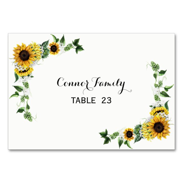 Numéro De Table Sunflower Rustic Barne Mariage Table Card Automne (Devant)