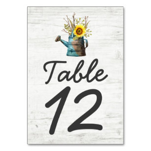 Numéro De Table Sunflower & Rustic Wood Farm Mariage Numéro de tab