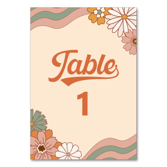 Numéro De Table Super Retro 1970s Daisy Floral Numéro de tableau (Par défaut)