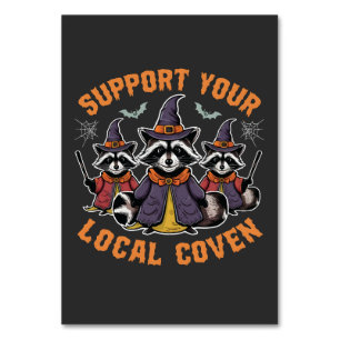 Numéro De Table Support de votre Coven Éffrayant Raccoon Halloween